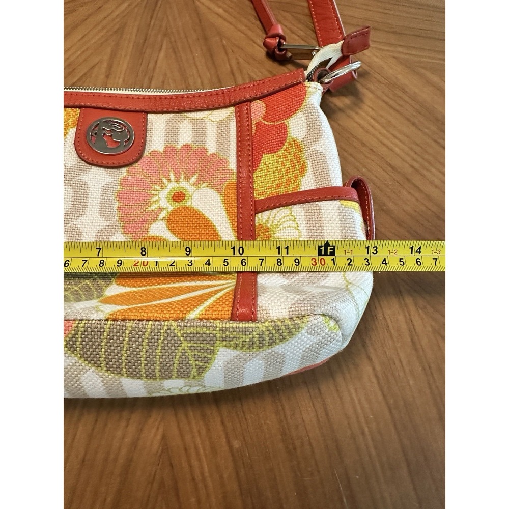 Spartina 449 Floral Linen Shoulder Bag Red Leather Trim Daufuskie Island 13x8 In - Picture 12 of 14